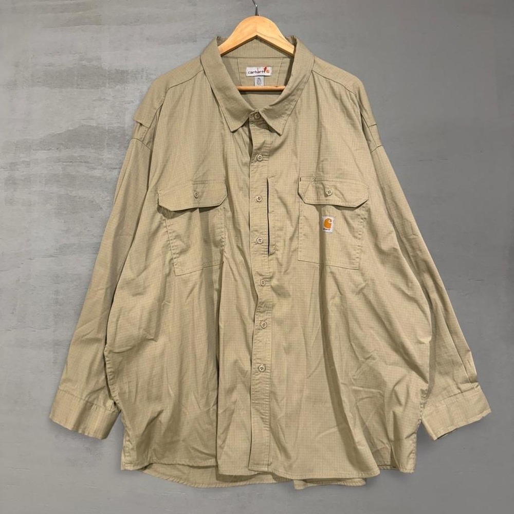 Carhartt Force Ridgefield Shirt Tan Khaki Ripstop Ventilated‎ Workwear 5XL